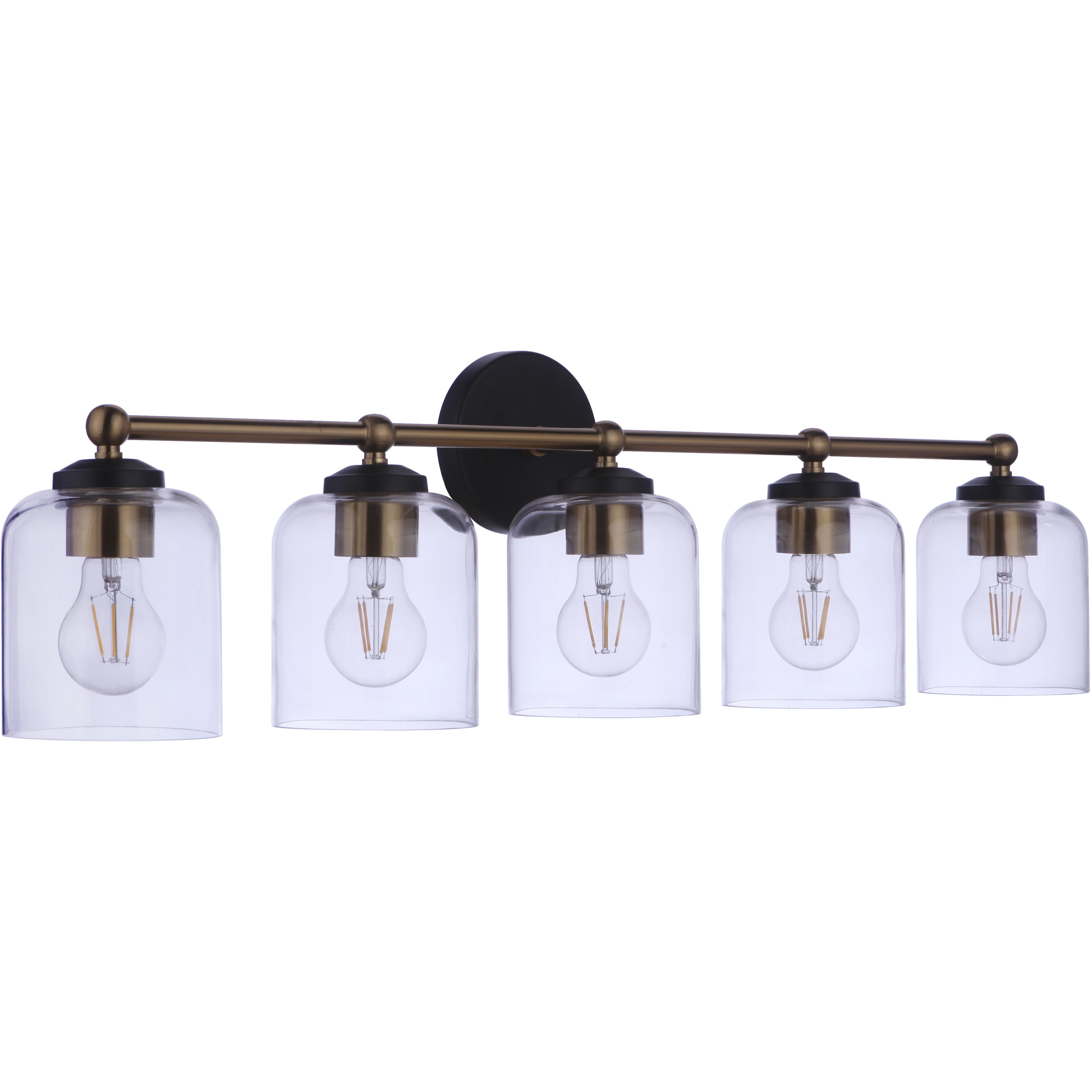 Coppa 5 Light 32.48 inch Flat Black/Satin Brass Vanity Light Wall Light