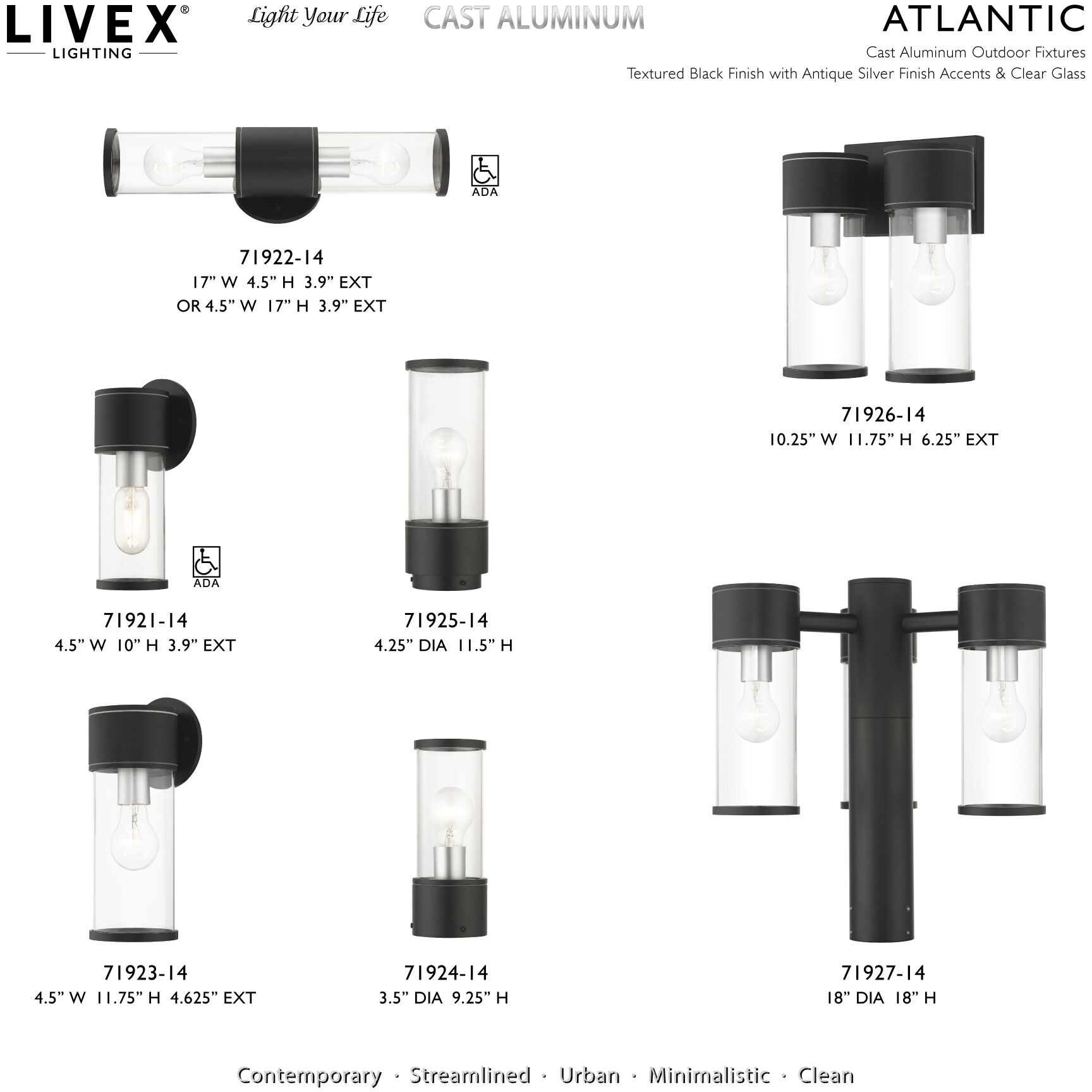 Atlantic 1 Light 11.5 inch Textured Black with Antique Silver Finish Accents Outdoor Medium Post Top Lantern