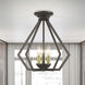 Prism 3 Light 14 inch English Bronze with Antique Brass Finish Accents Semi Flush Mount Ceiling Light
