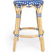 Tobias Blue & White Rattan Bar Stool