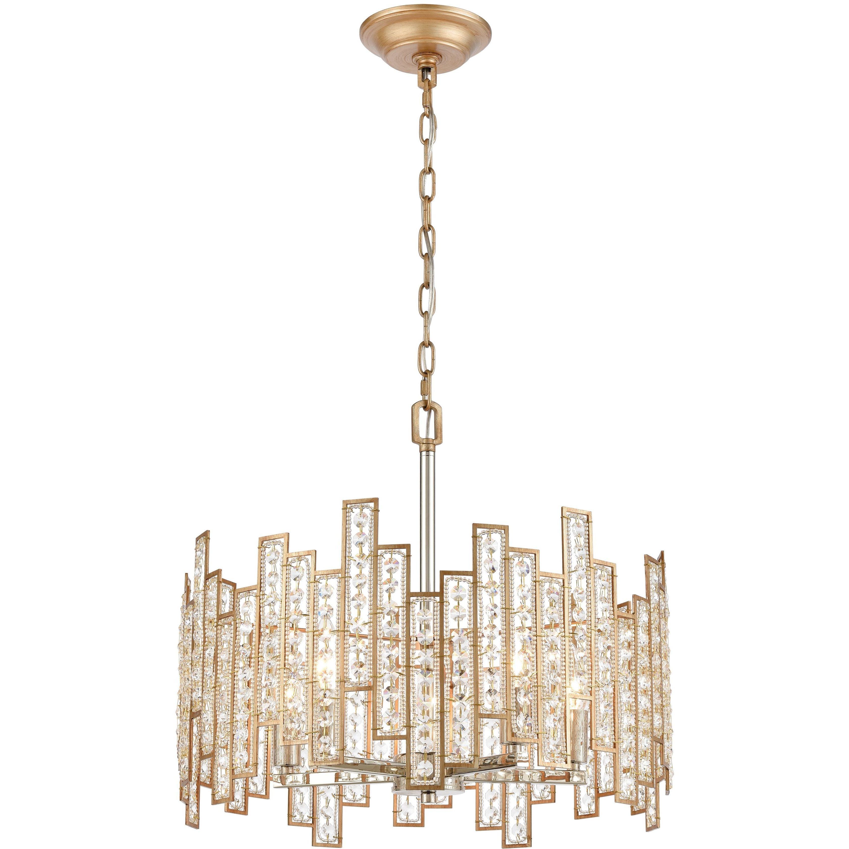 Equilibrium 5 Light 19 inch Matte Gold with Polished Nickel Chandelier Ceiling Light