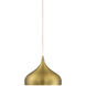 Modern 1 Light 12 inch Natural Brass Mini-Pendant Ceiling Light, Plug-In