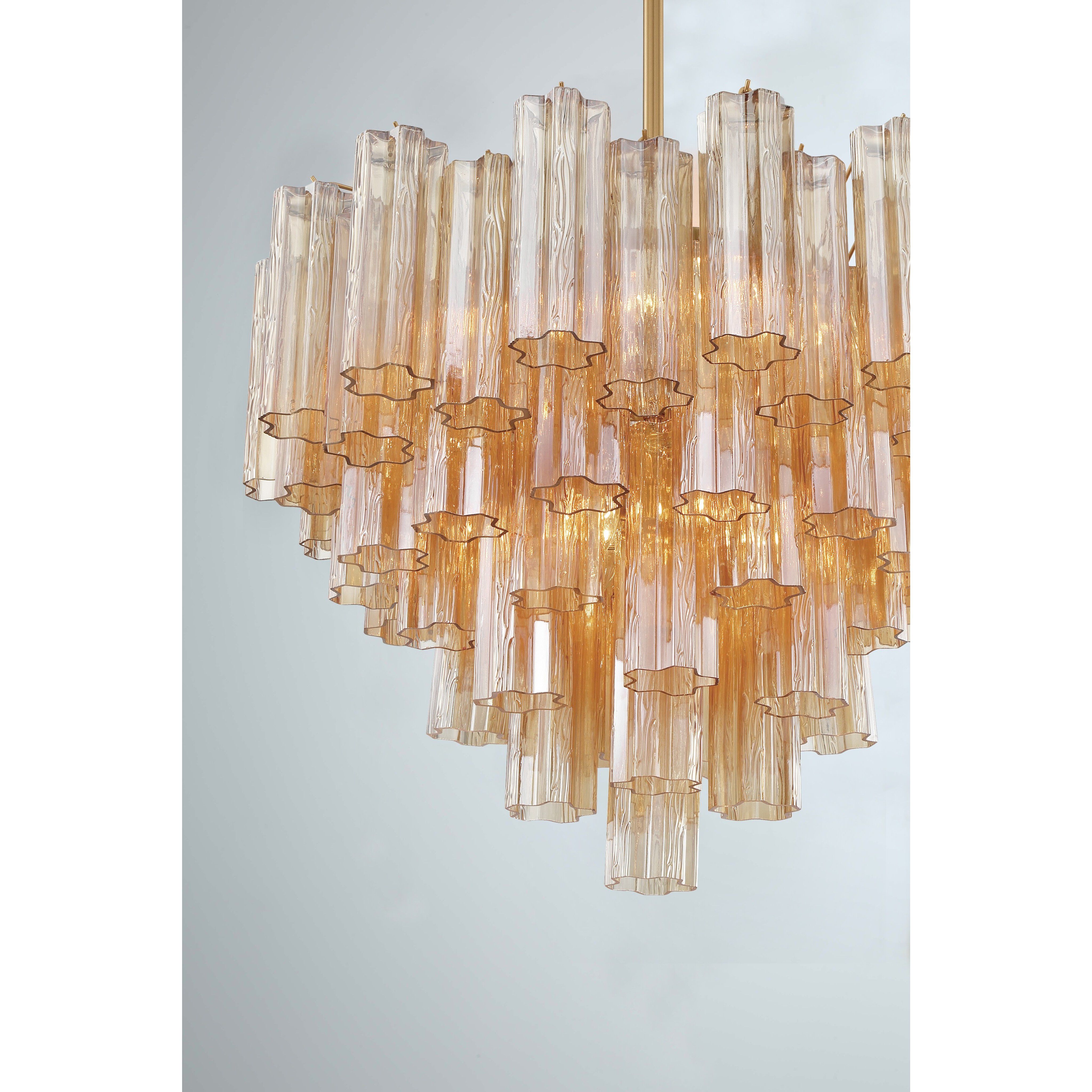 Addis 12 Light 26.75 inch Aged Brass Chandelier Ceiling Light in Tronchi Glass Amber