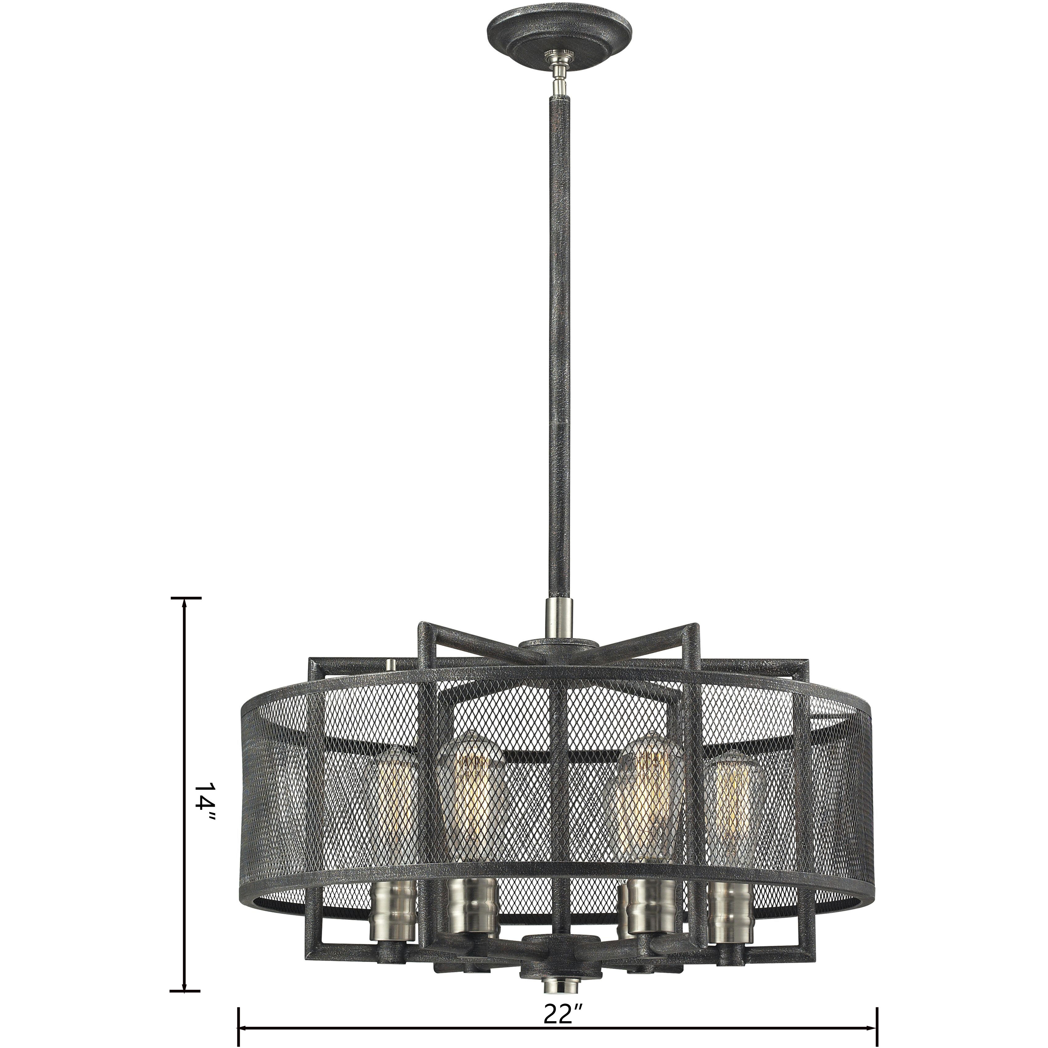 Slatington 6 Light 22 inch Dark Graphite with Brushed Nickel Chandelier Ceiling Light