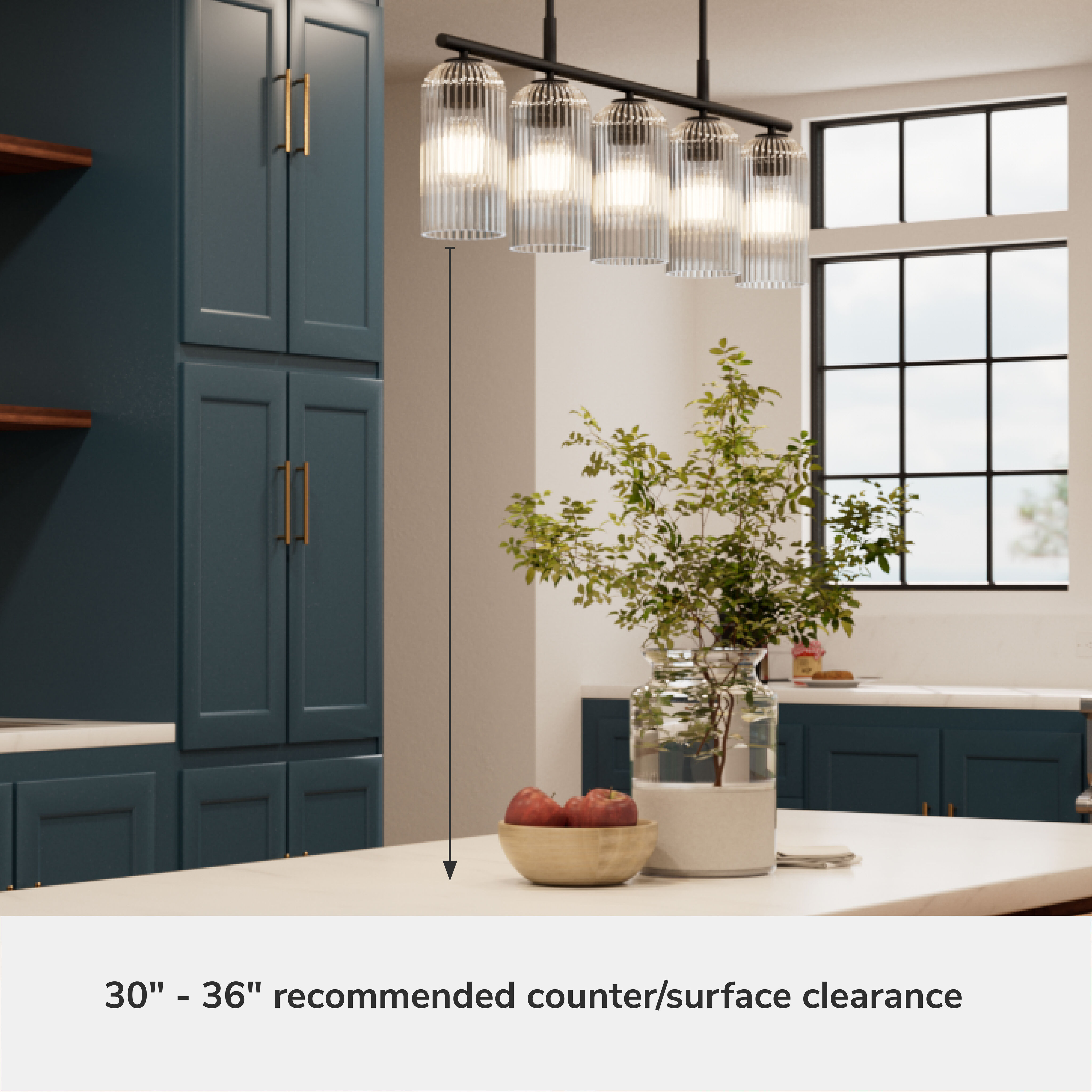 Beverly Glen 5 Light 36.5 inch Matte Black Linear Chandelier Ceiling Light, Medium