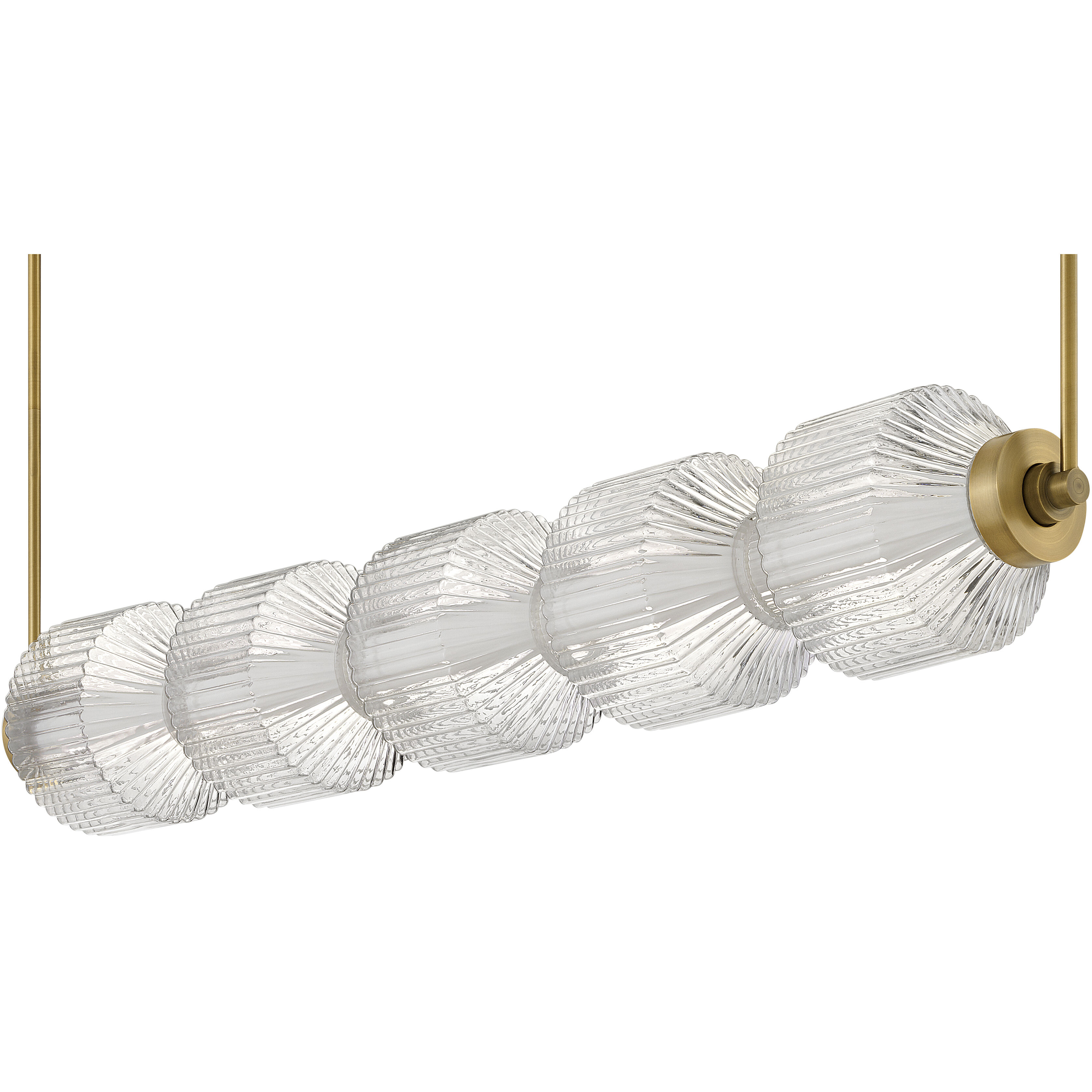 Reign LED 46.75 inch Lacquered Brass Chandelier Ceiling Light, Linear & Oval