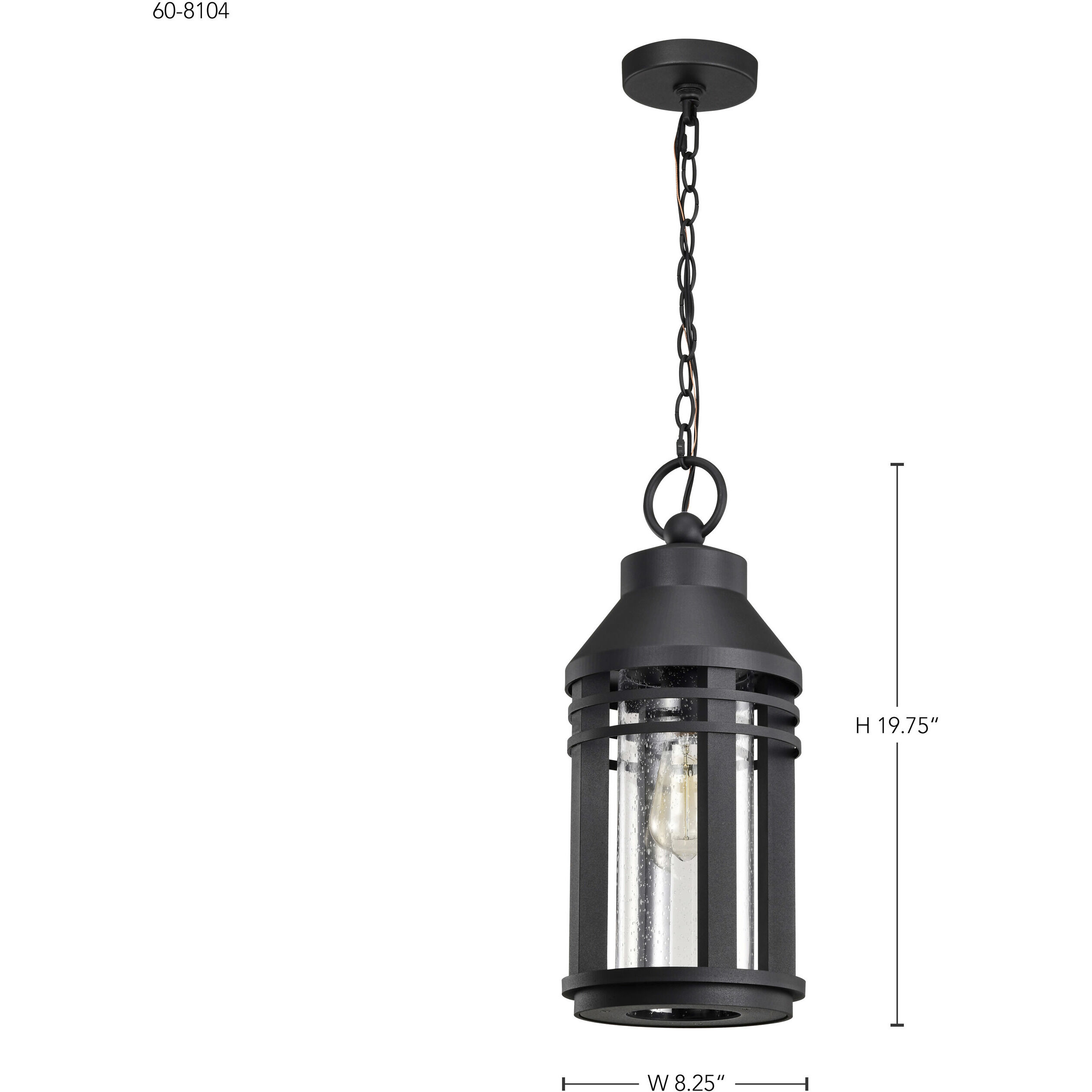 Wilton 1 Light 8.25 inch Matte Black Outdoor Hanging Light