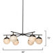Metro 6 Light 40 inch Faux White Alabaster and Oil Rubbed Bronze Chandelier Ceiling Light, Antique Brass Accents
