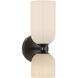 Alora Mood Nelly Wall/Vanity Light Wall Light in Matte Black, Glossy Opal Ribbed Glass Shade