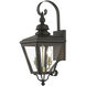 Adams 2 Light 21.5 inch Bronze with Antique Brass Finish Cluster Outdoor Wall Lantern in Bronze with Antique Brass Accent, Medium