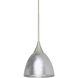 Divi LED Satin Nickel Cord Pendant Ceiling Light in Silver Foil Glass