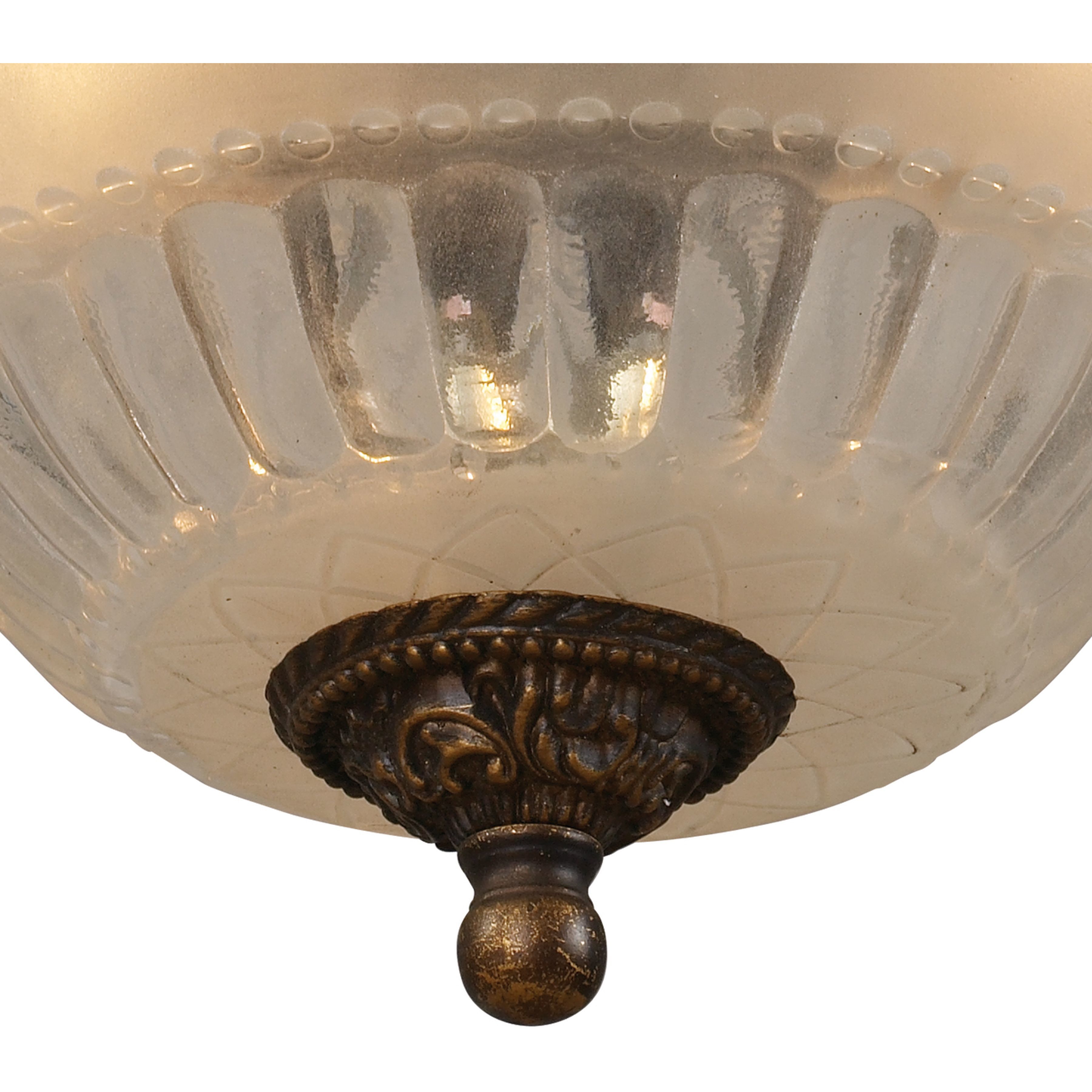 Restoration 3 Light 11 inch Antique Golden Bronze Semi Flush Mount Ceiling Light