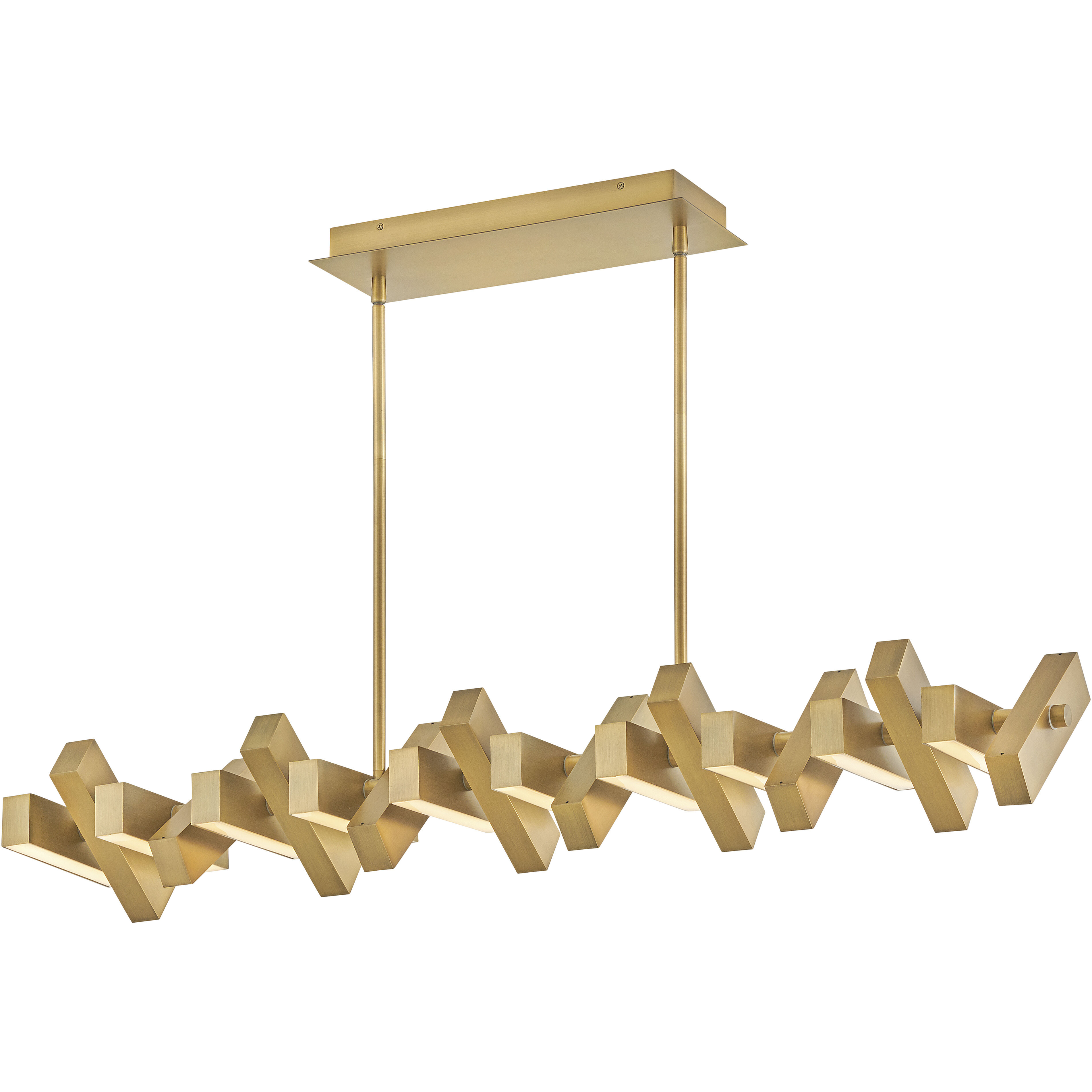 Stitch LED 42 inch Lacquered Brass Chandelier Ceiling Light, Linear & Oval