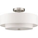 Claremont 3 Light 15 inch Brushed Nickel Semi-Flush Mount Ceiling Light