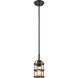 Millville 1 Light 5 inch Matte Black with Dark Oak Mini Pendant Ceiling Light