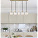 Ballston White Mouchette 5 Light 37.5 inch Satin Gold Linear Pendant Ceiling Light