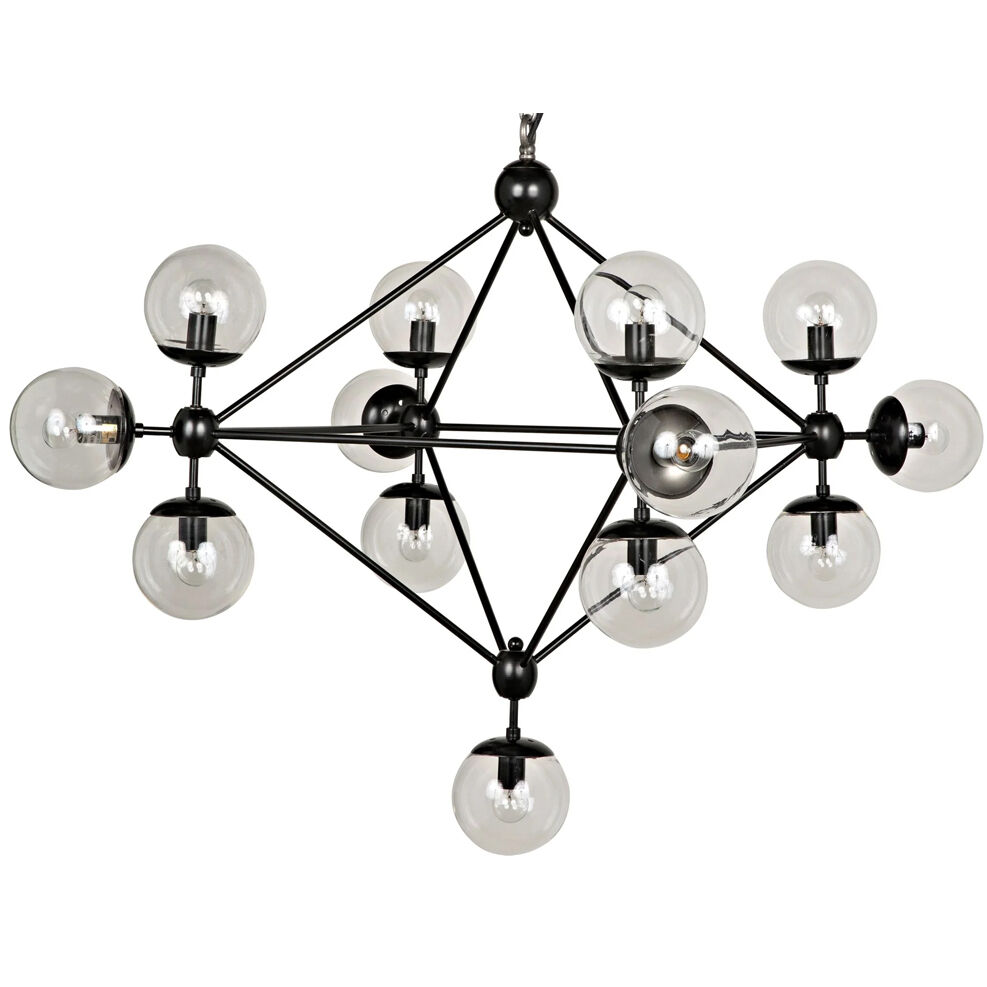 Pluto 13 Light 44.5 inch Matte Black Chandelier Ceiling Light, Small