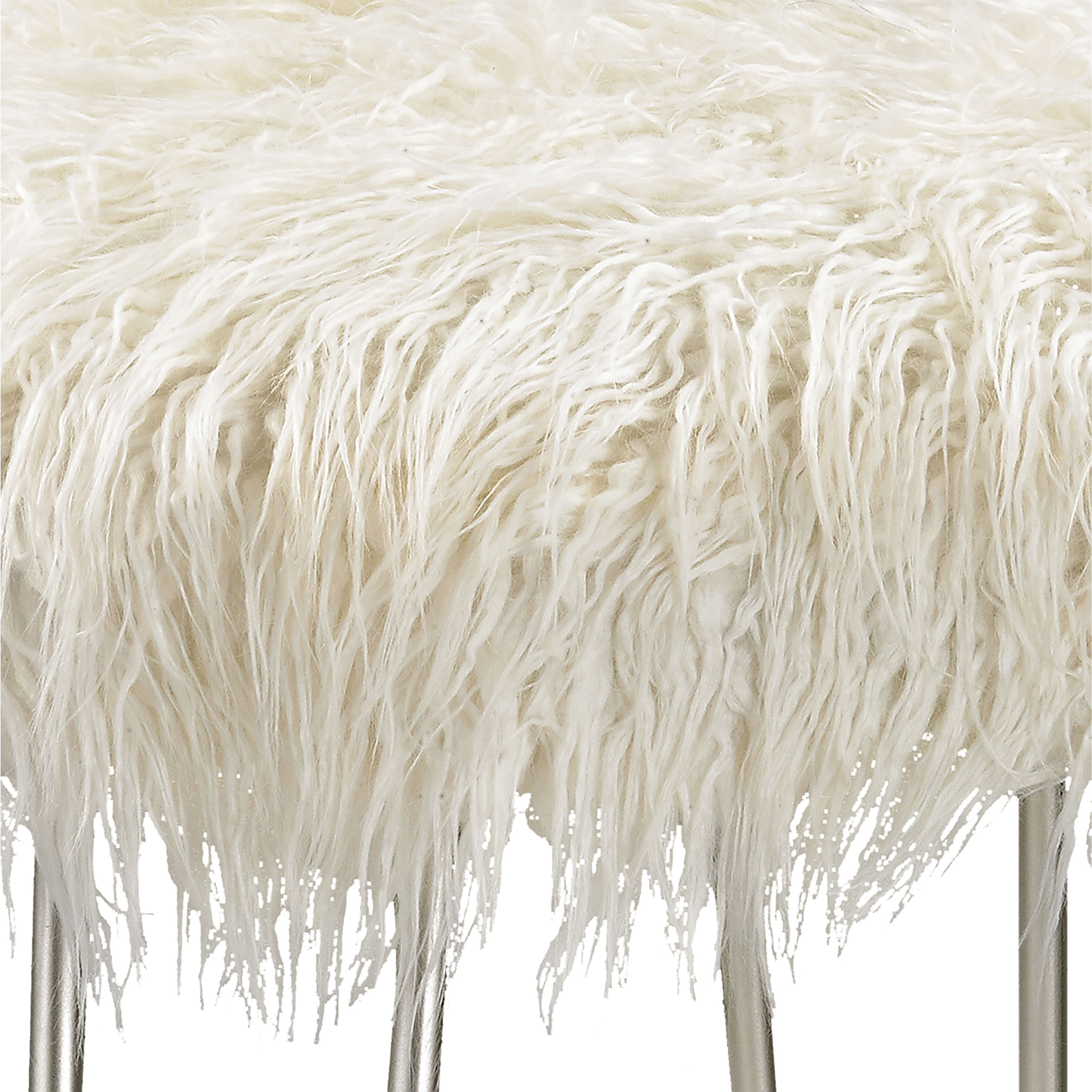 Betty 20.5 inch White with Silver Vanity Stool