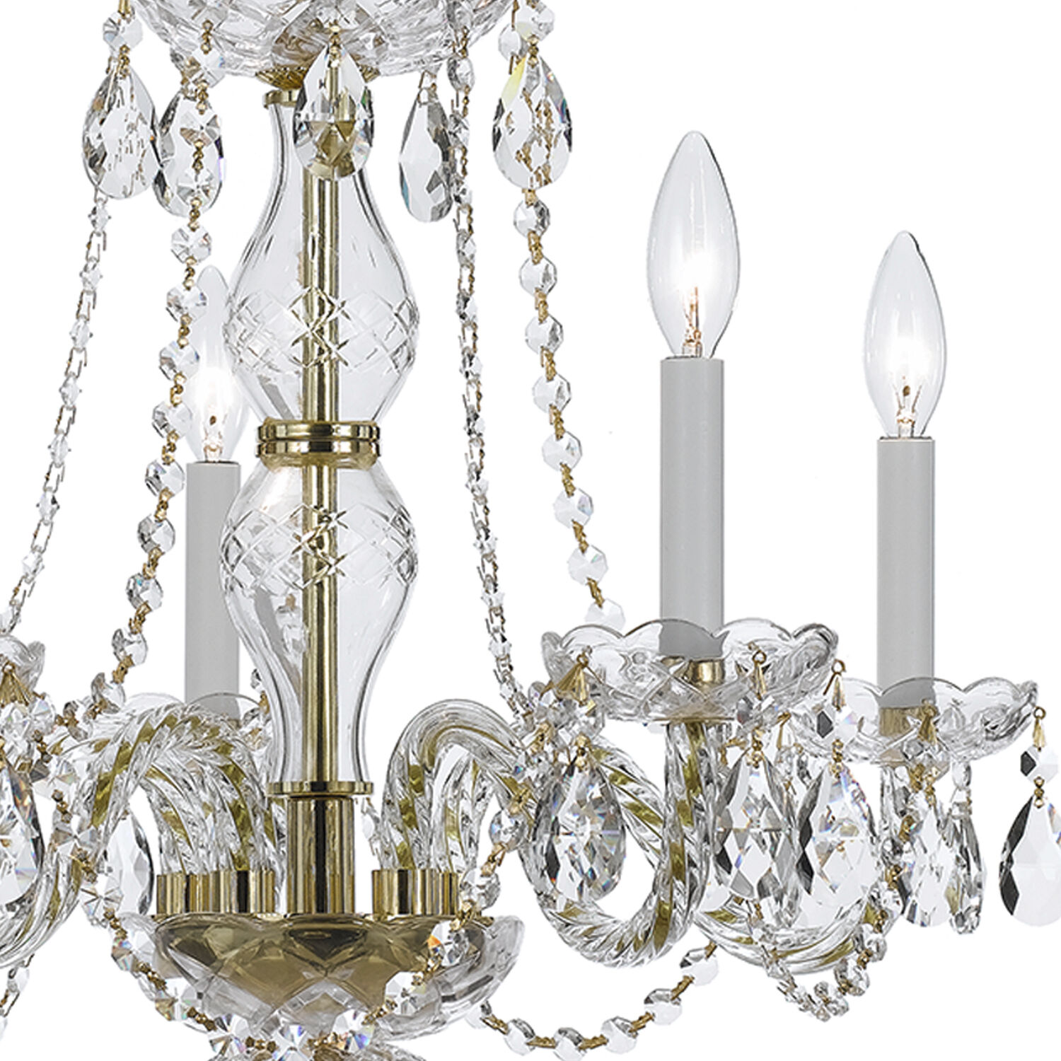 Traditional Crystal 5 Light 21 inch Polished Brass Chandelier Ceiling Light in Clear Hand Cut