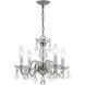 Traditional Crystal 4 Light 15 inch Polished Chrome Mini Chandelier Ceiling Light in Clear Italian