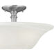 Riva 3 Light 16 inch Brushed Nickel with White Semi Flush Mount Ceiling Light