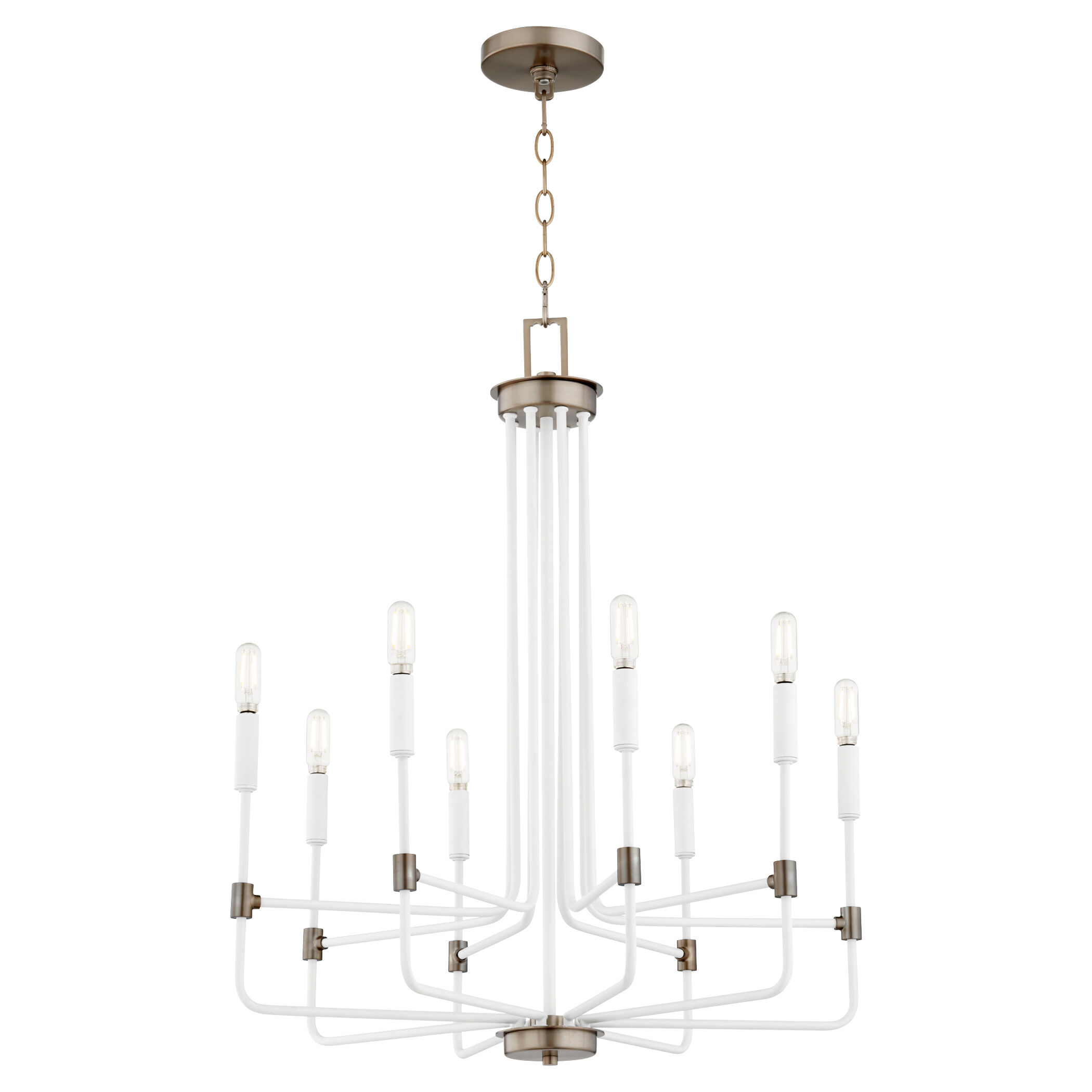 Davies 8 Light 24.5 inch Studio White with Dark Brass Chandelier Ceiling Light