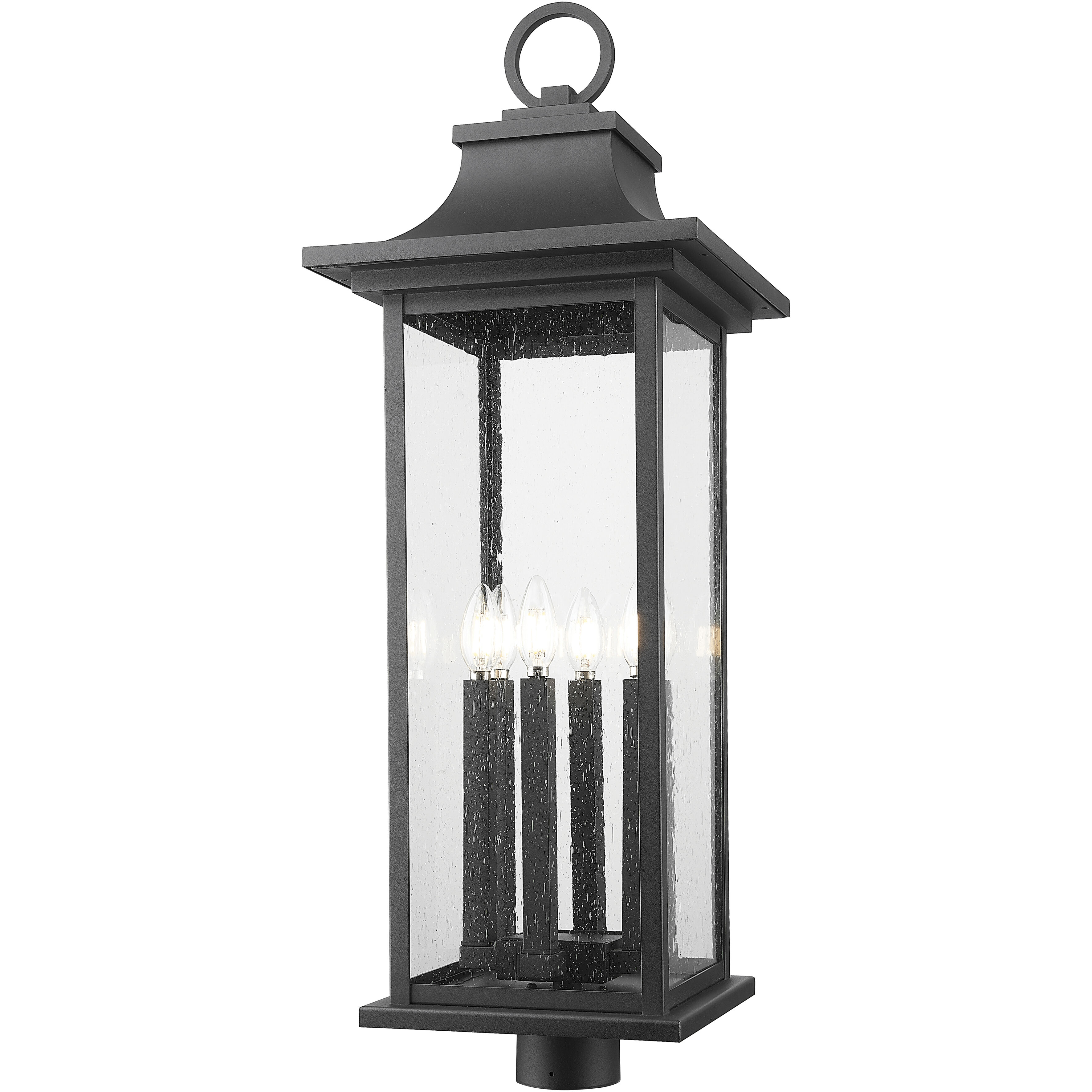 Tiberius 6 Light 34.75 inch Black Outdoor Post Mount Fixture