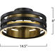 Toledo LED 14.5 inch Black and Brushed Brass Semi-Flush Mount Ceiling Light