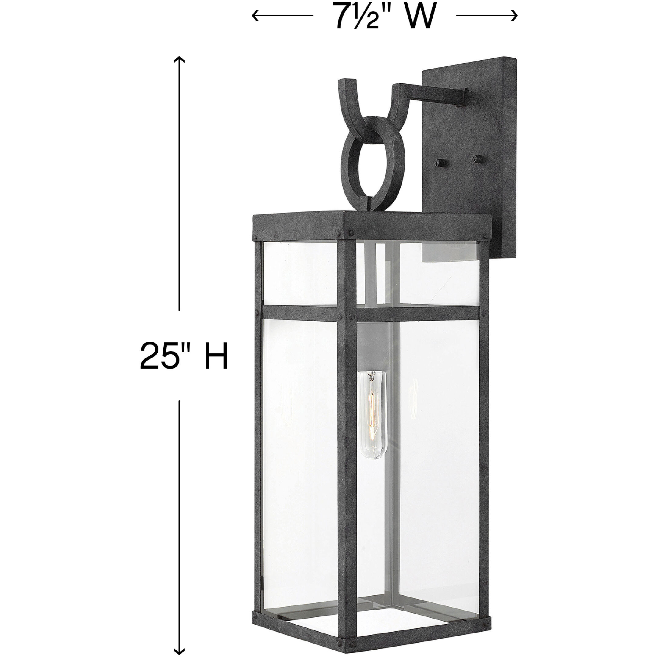 Estate Series Porter LED 25 inch Aged Zinc Outdoor Wall Mount Lantern, Large