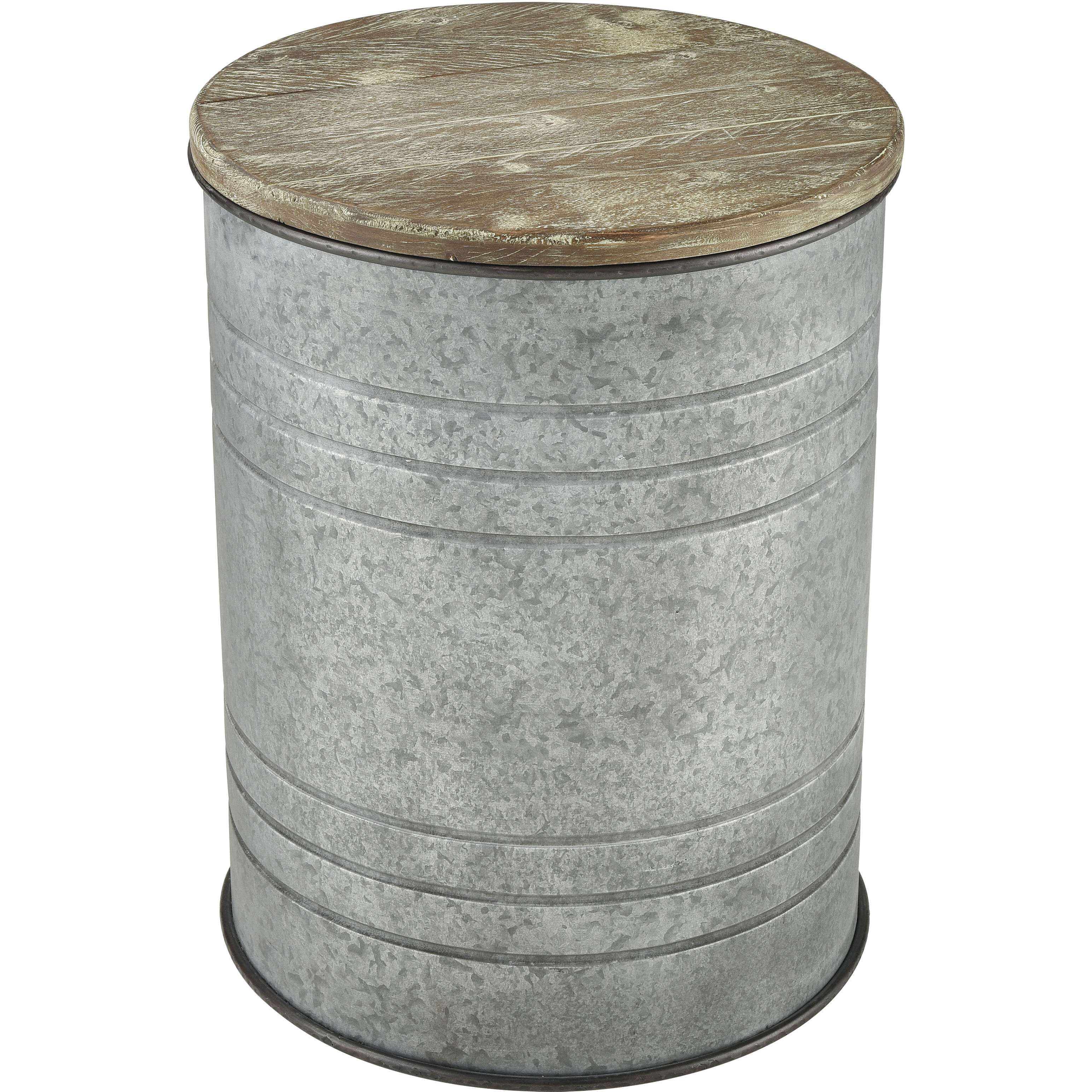 Cannes 21 X 16 inch Galvanized with Natural Accent Table