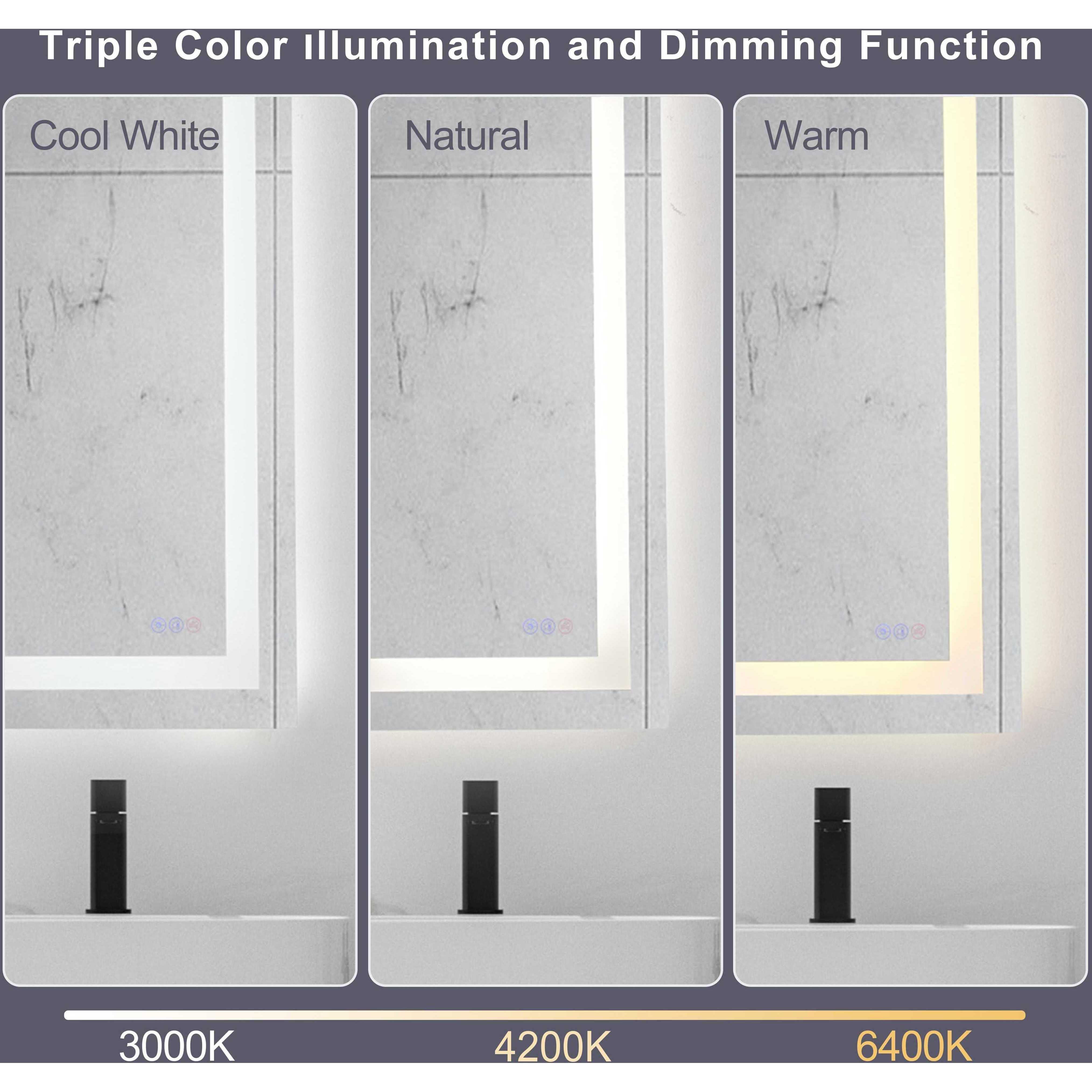 Riven 40 X 30 inch White LED Mirror