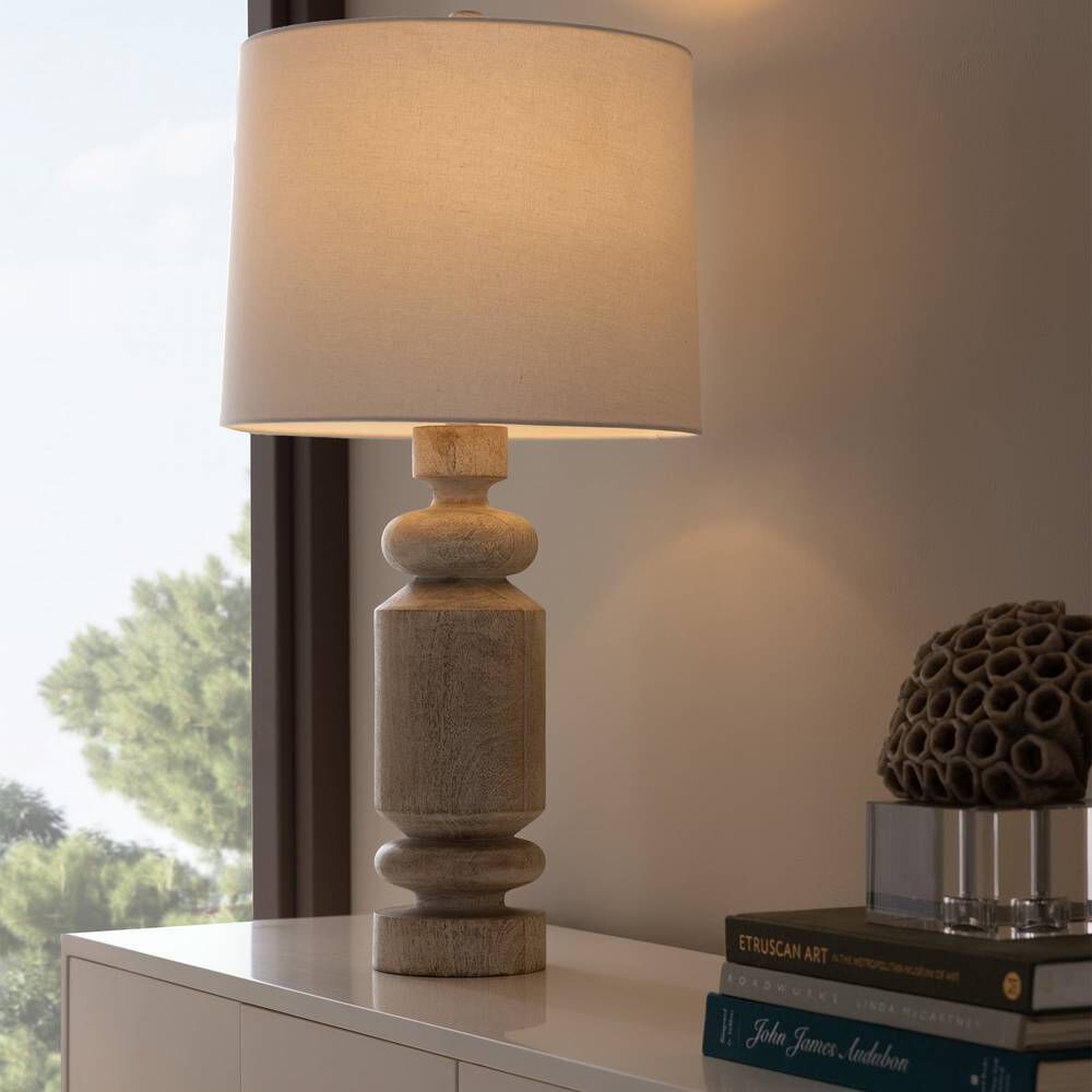 Woodrow 30 inch Limewash Table Lamp Portable Light