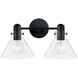 Greer 2 Light 18 inch Matte Black Vanity Light Wall Light