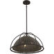 Trentino 3 Light 21.75 inch Gunsmoke with Gray Rattan Pendant Ceiling Light