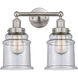 Edison Canton 2 Light 15 inch Brushed Satin Nickel Bath Vanity Light Wall Light in Seedy Glass