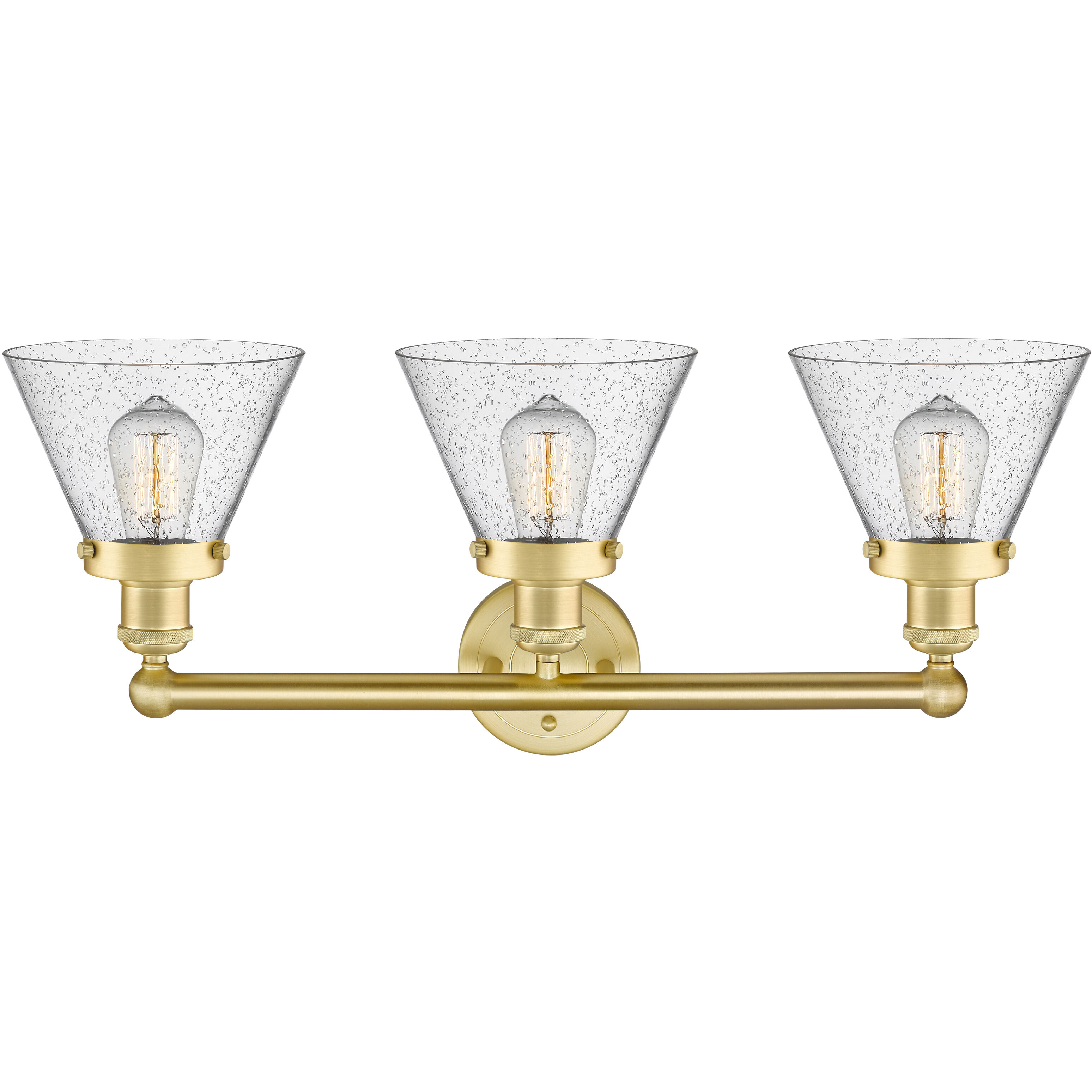 Cone 3 Light 24.5 inch Satin Gold Bath Vanity Light Wall Light in Seedy