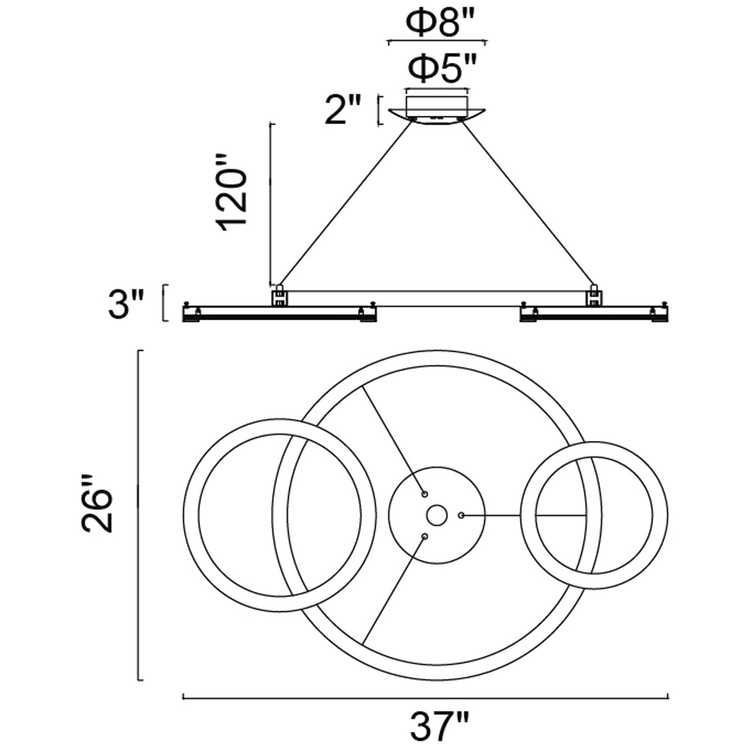 Deux Lunes LED 37 inch Brass and Pearl Black Island/Pool Table Light Ceiling Light