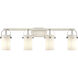 Pilaster II Cylinder 4 Light 34.88 inch Satin Nickel Bath Vanity Light Wall Light in Matte White Glass
