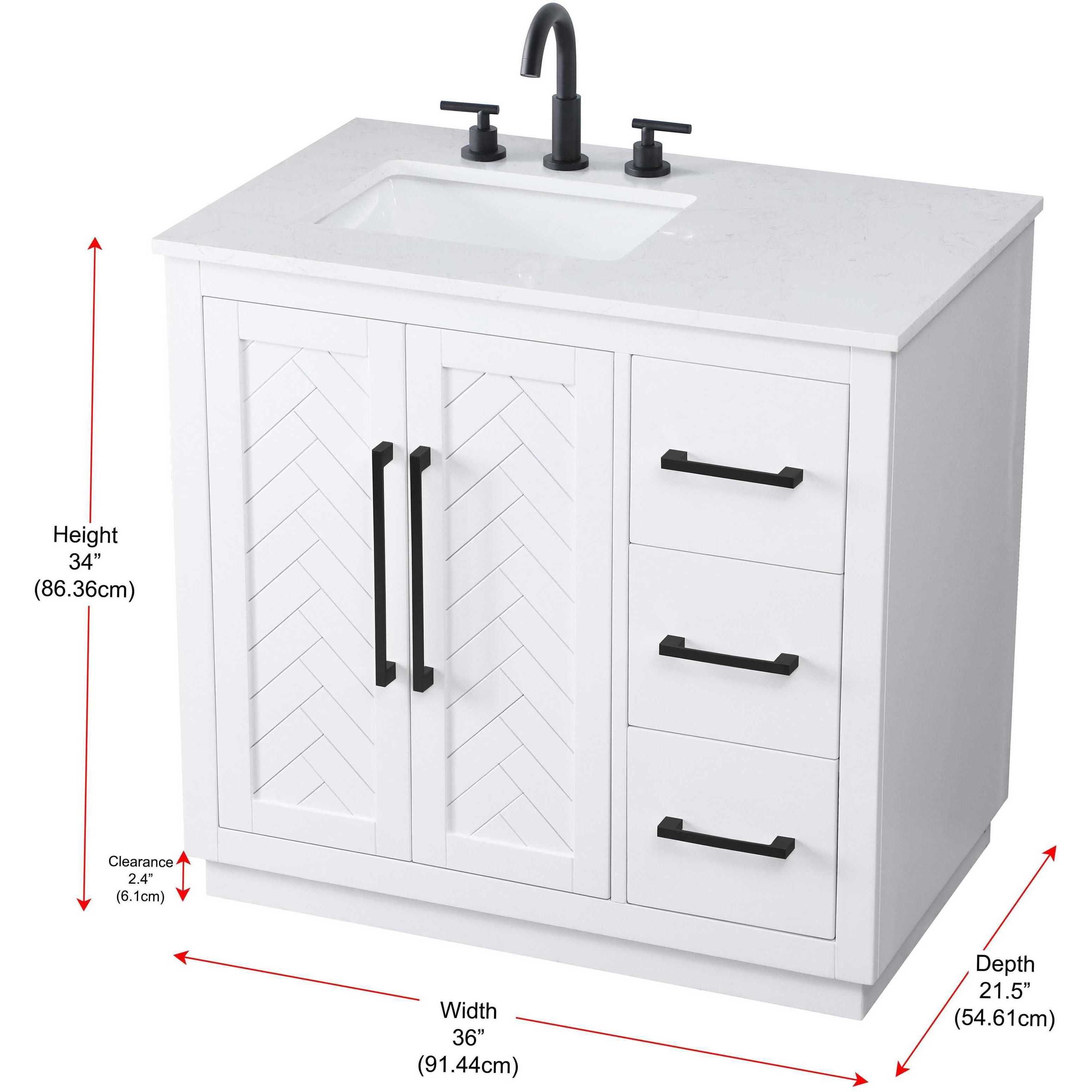 Chase 36 X 34 inch White Bathroom Vanity Cabinet