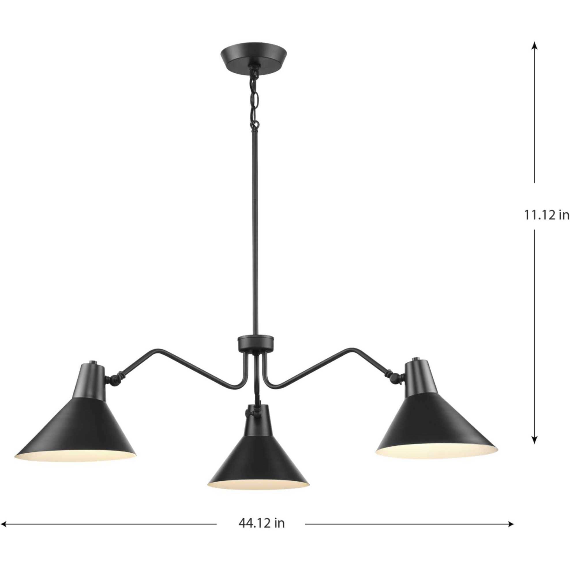Trimble 3 Light 44.12 inch Matte Black Chandelier Ceiling Light, Design Series