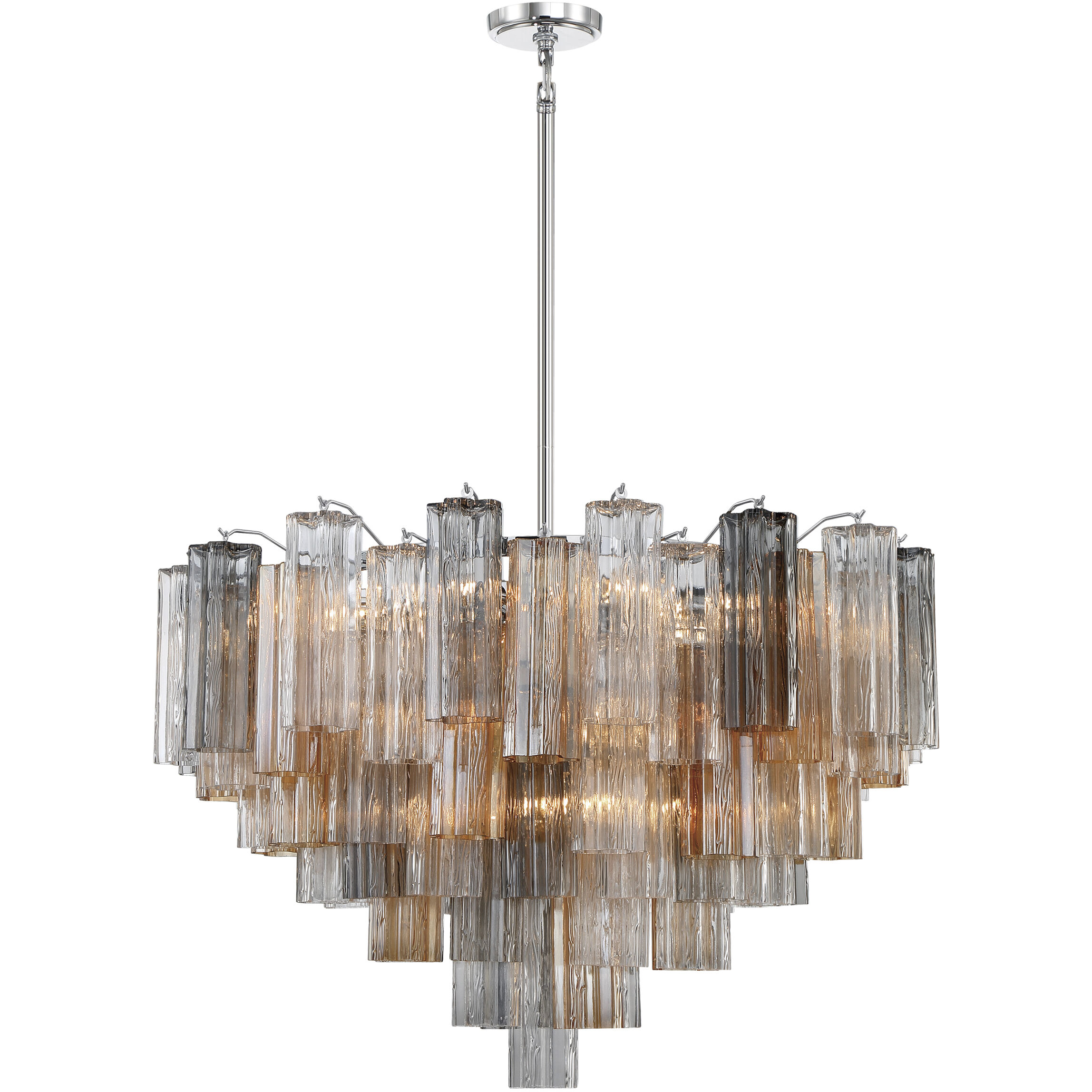 Addis 16 Light 32 inch Polished Chrome Chandelier Ceiling Light in Tronchi Glass Autumn