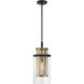 Soho 1 Light 9.5 inch Coal And Soft Brass Mini Pendant Ceiling Light