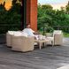Sunset Oatmeal Wicker and Oyster White Fabric Outdoor Swivel Lounge Chair