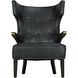 Heracles Black Leather, Antique Brass and Dark Walnut Occasional Chair