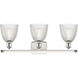 Ballston Castile 3 Light 26 inch White and Polished Chrome Bath Vanity Light Wall Light in Clear Glass, Ballston