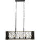 Estela 5 Light 36 inch Matte Black and French Gold Linear Pendant Ceiling Light, Smithsonian Collaboration