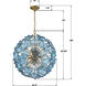 Esme 9 Light 22.5 inch Aged Brass Chandelier Ceiling Light in Floral Glass Petals Blue