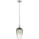Downtown Urban Brookhaven Flute 1 Light 7 inch Brushed Satin Nickel Mini Pendant Ceiling Light in Slate Glass