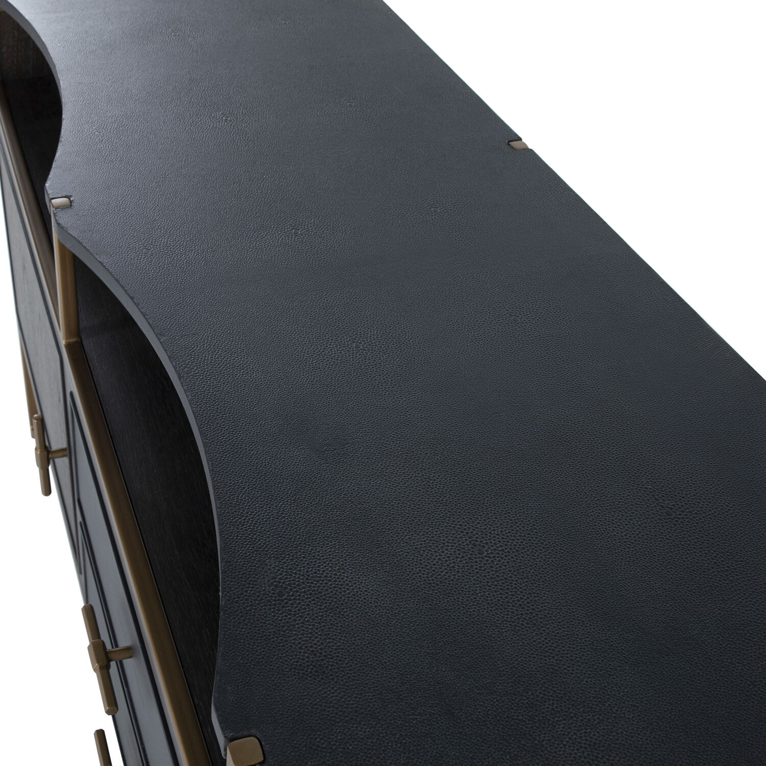 Jameson Natural Black / Black Faux Shagreen / Stained Gold Cabinet
