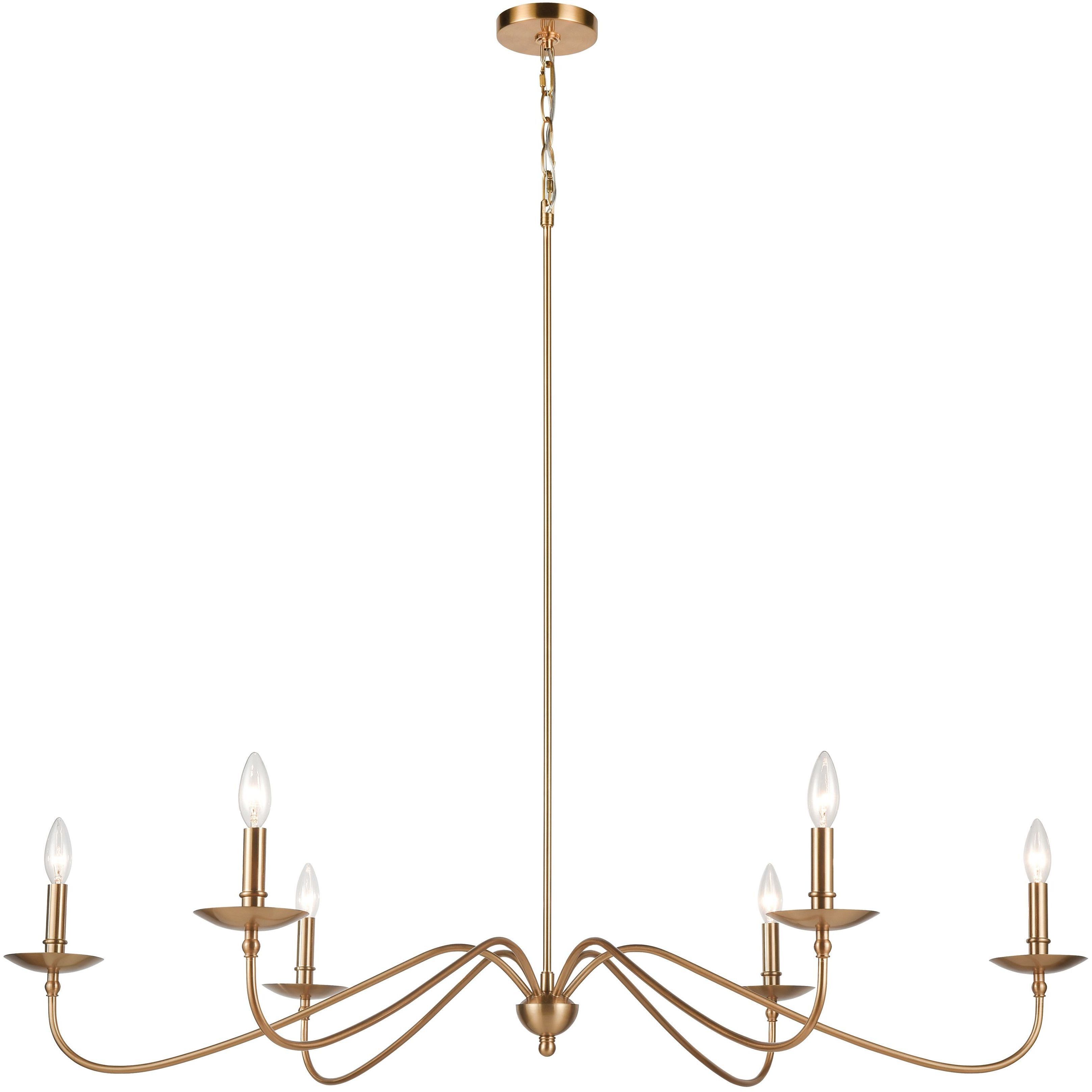 Wellsley 6 Light 47 inch Burnished Brass Linear Chandelier Ceiling Light